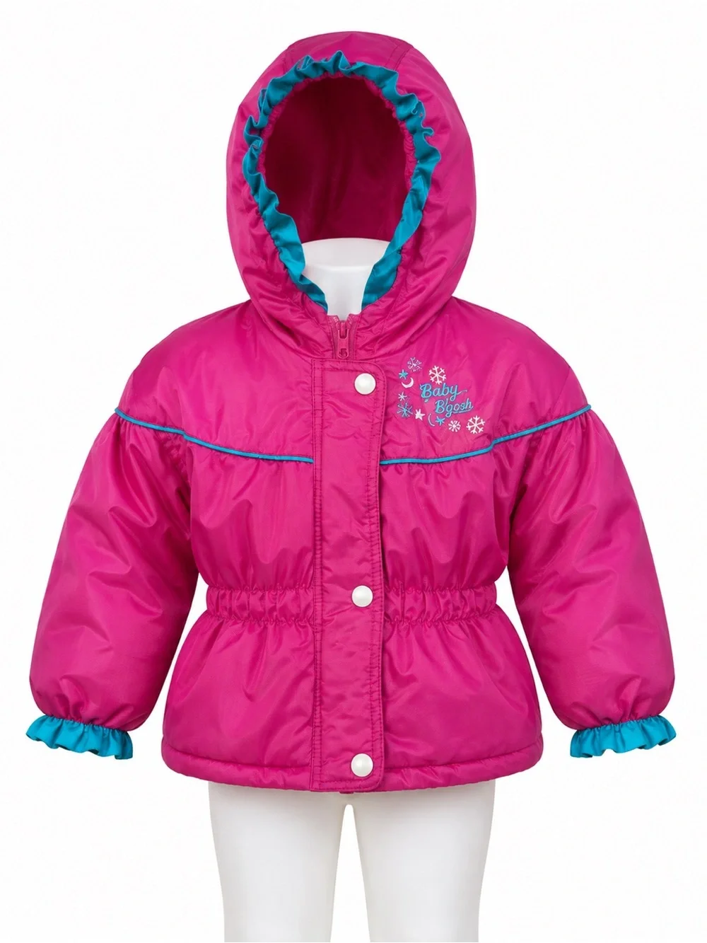 Vintage Baby B’Gosh OshKosh 12M Pink Teal Hooded Windbreaker Jacket Retro